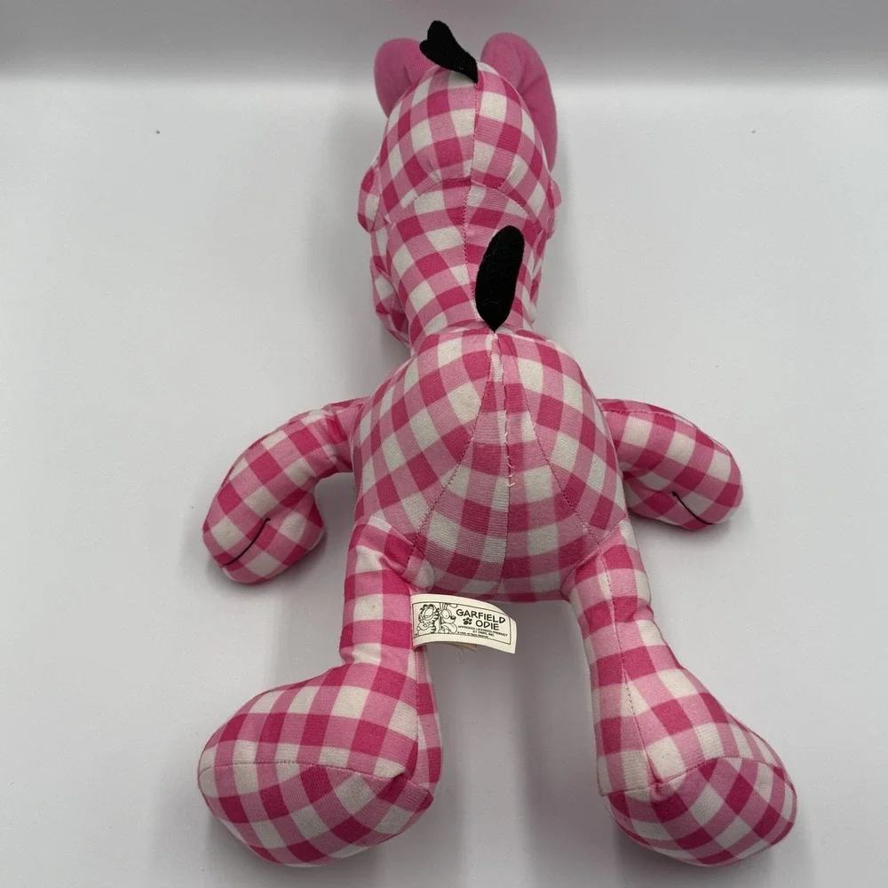 Garfield Odie Plush Pink Gingham Check Dog 2009 Toy‎ Factory PAWS Licensed